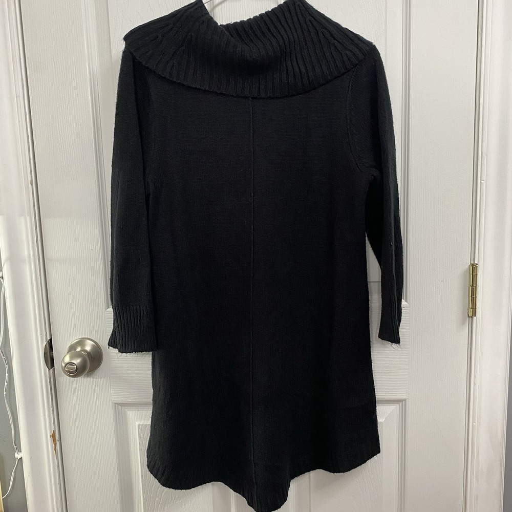 Napa Valley pullover Cowl Neck SWEATER SZ M Black Long 3/4‎ Sleeve